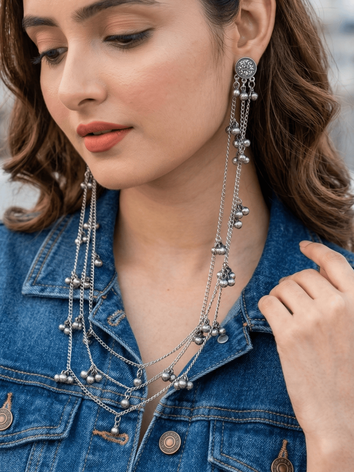 German silver unique design earring necklace