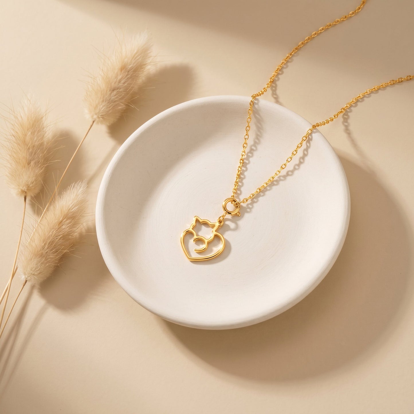 Golden Purr Promise Pendant With Link Chain