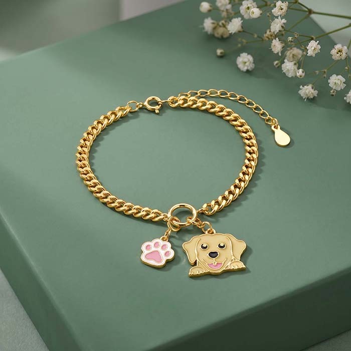 Golden Cute Furrball Charm Bracelet
