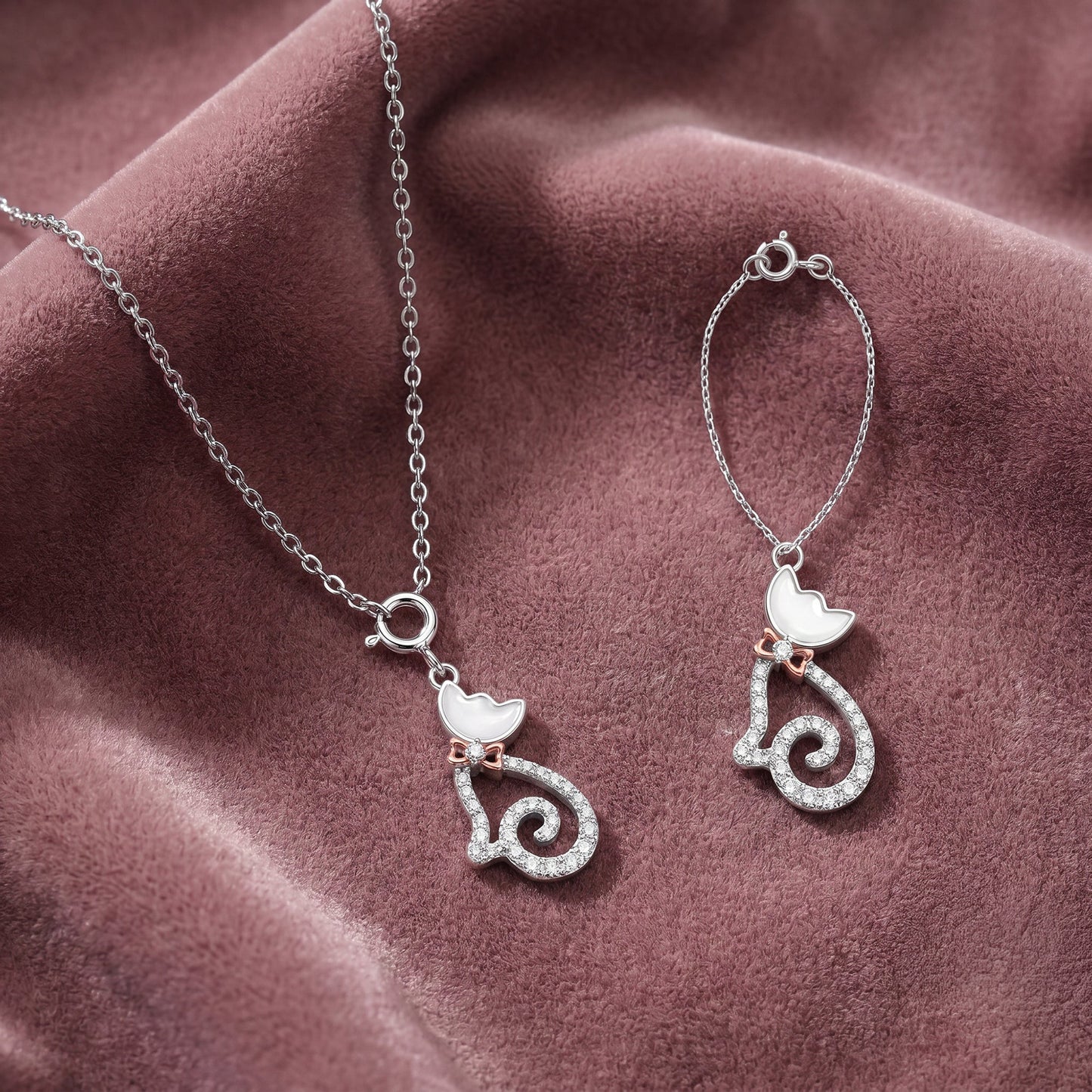 Silver Starlit Paws Charm & Pendant Set