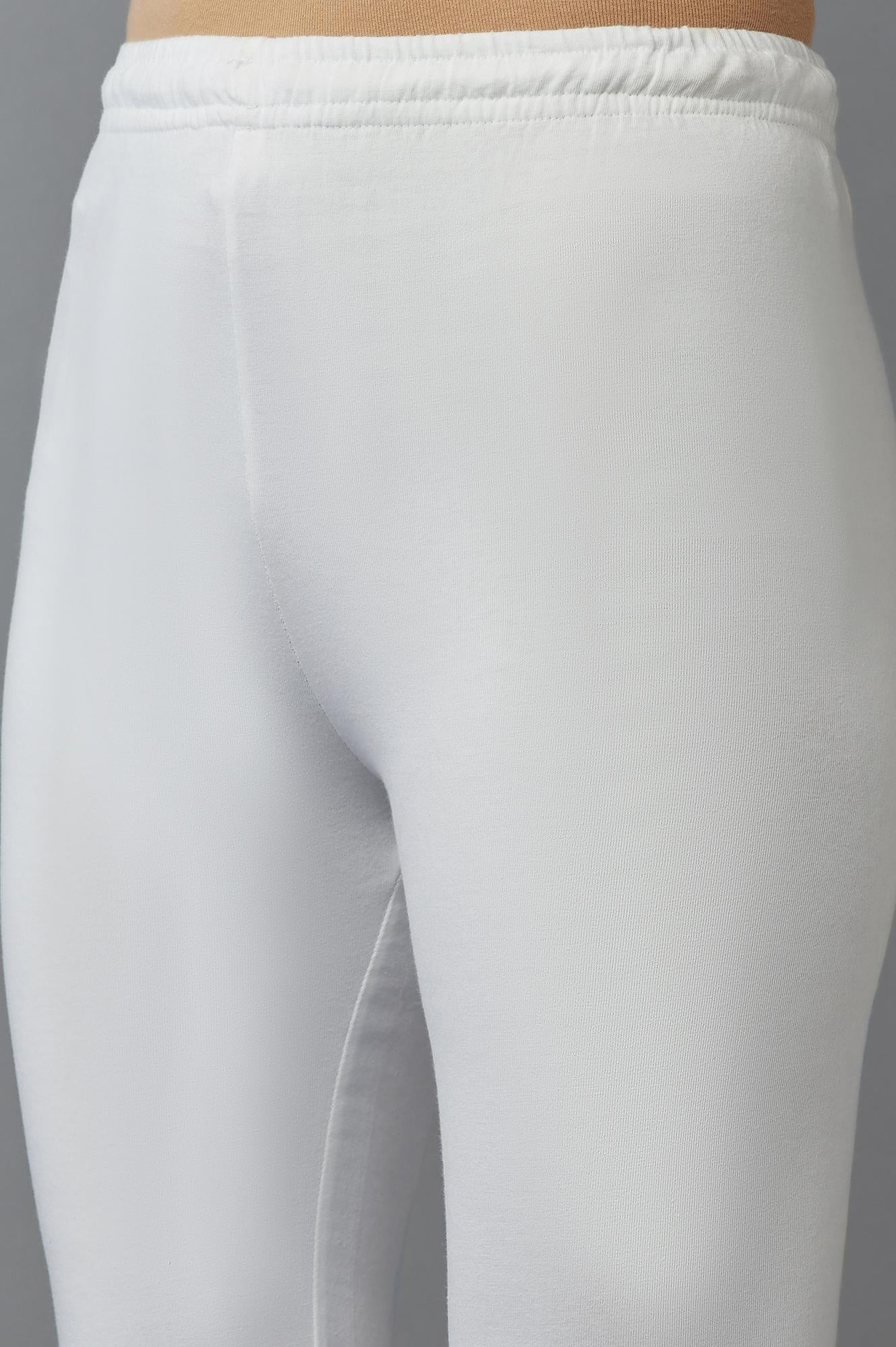W for Woman Ecru Solid Ankle Length Churidar