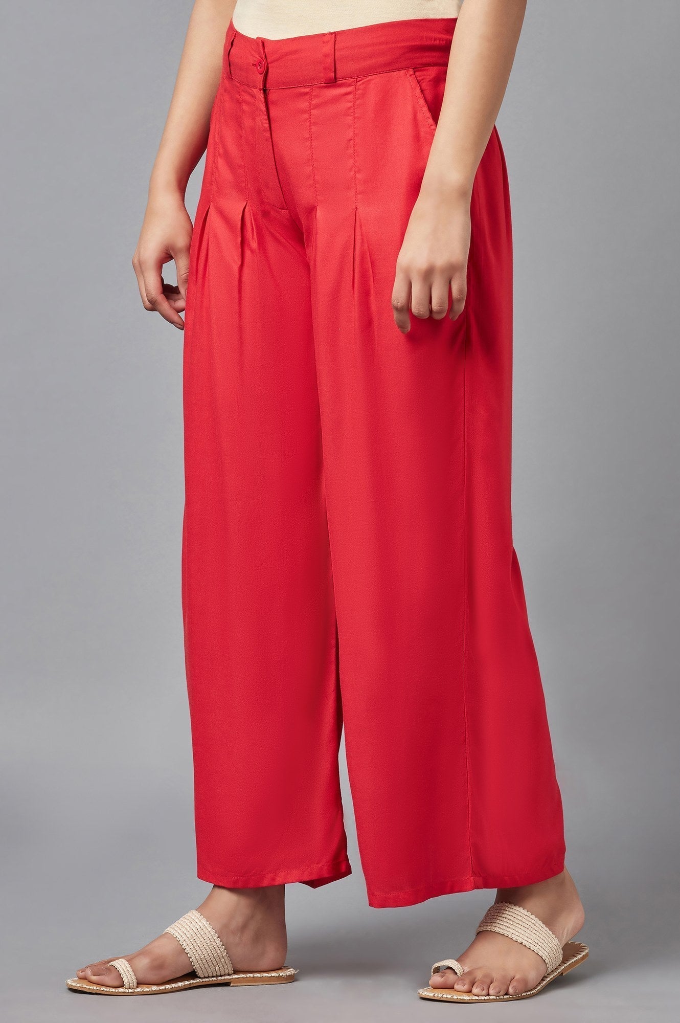 W for Woman Red Ankle-length Pants