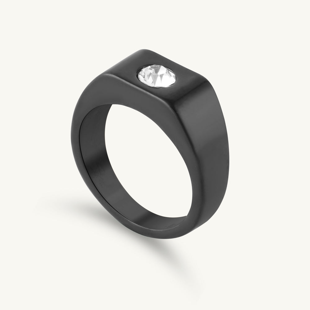Onyx Blaze Solitaire Ring