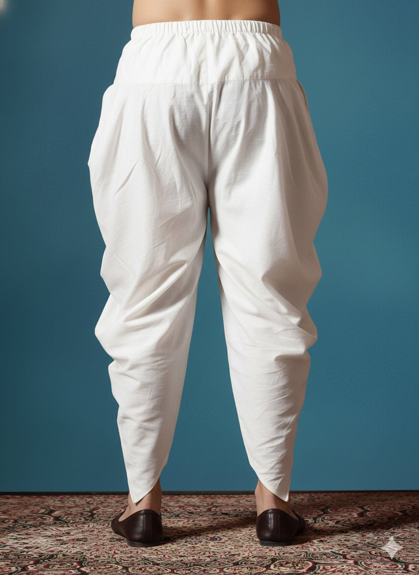 Zavaya Cream Plain Cotton Dhoti