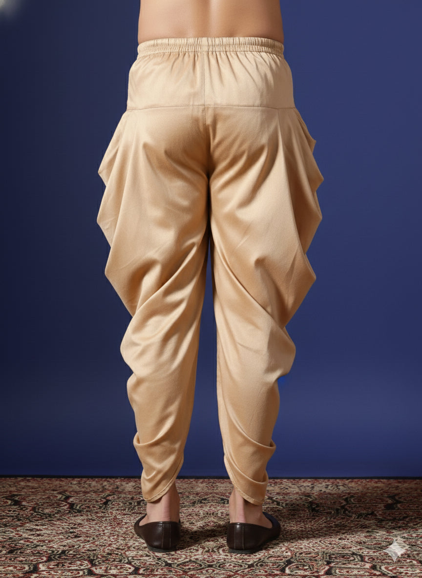Zavaya Beige Plain Cotton Dhoti