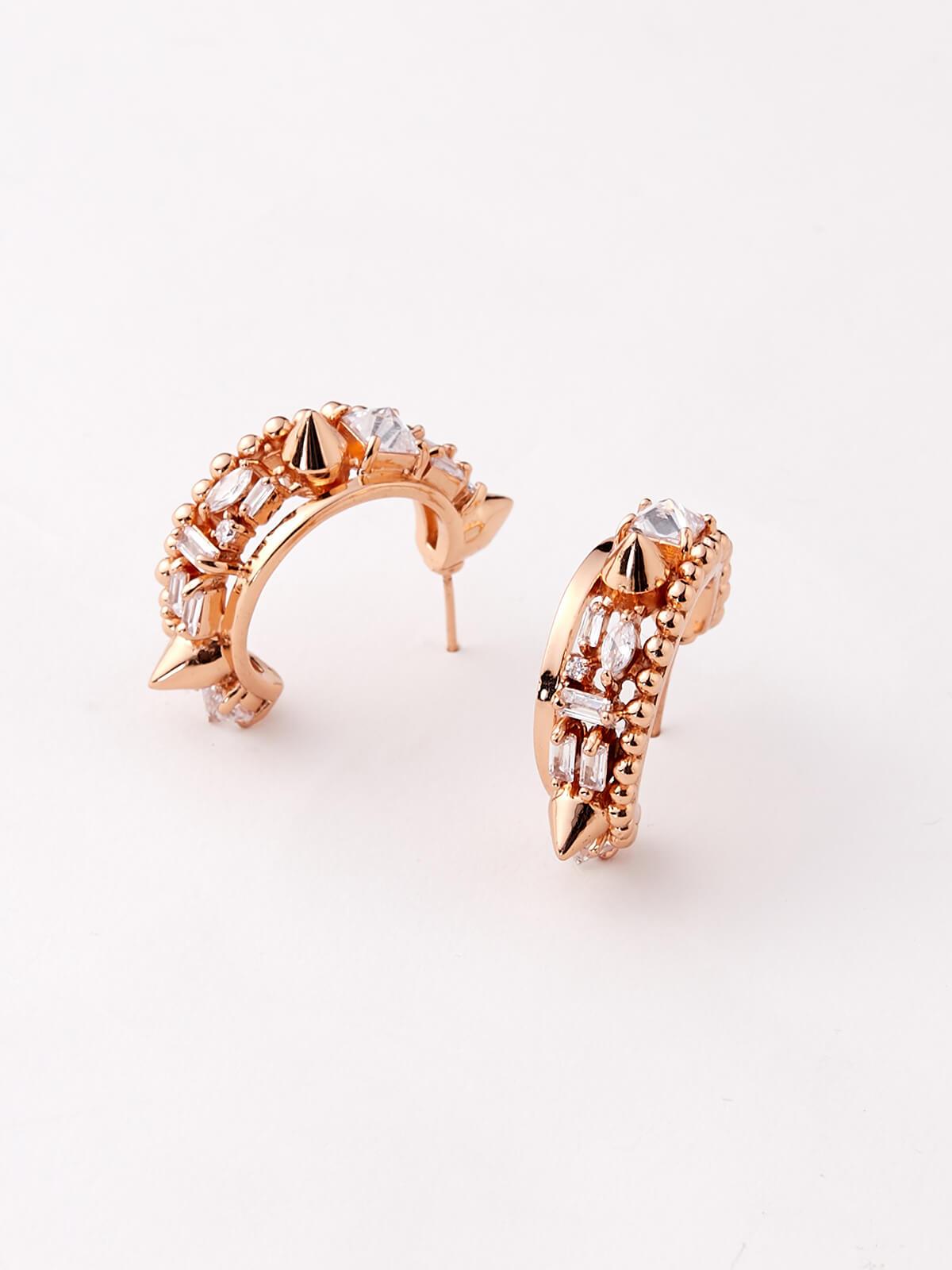 Sharvari Wagh In Orion Rose Gold Crescent Hoop Earrings
