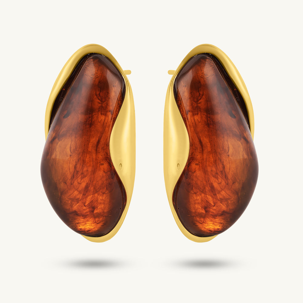 Burnt Amber Orange Studs