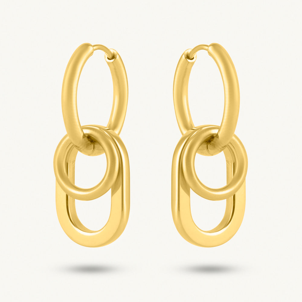 Chunky Chain Link Hoop Drop Earrings