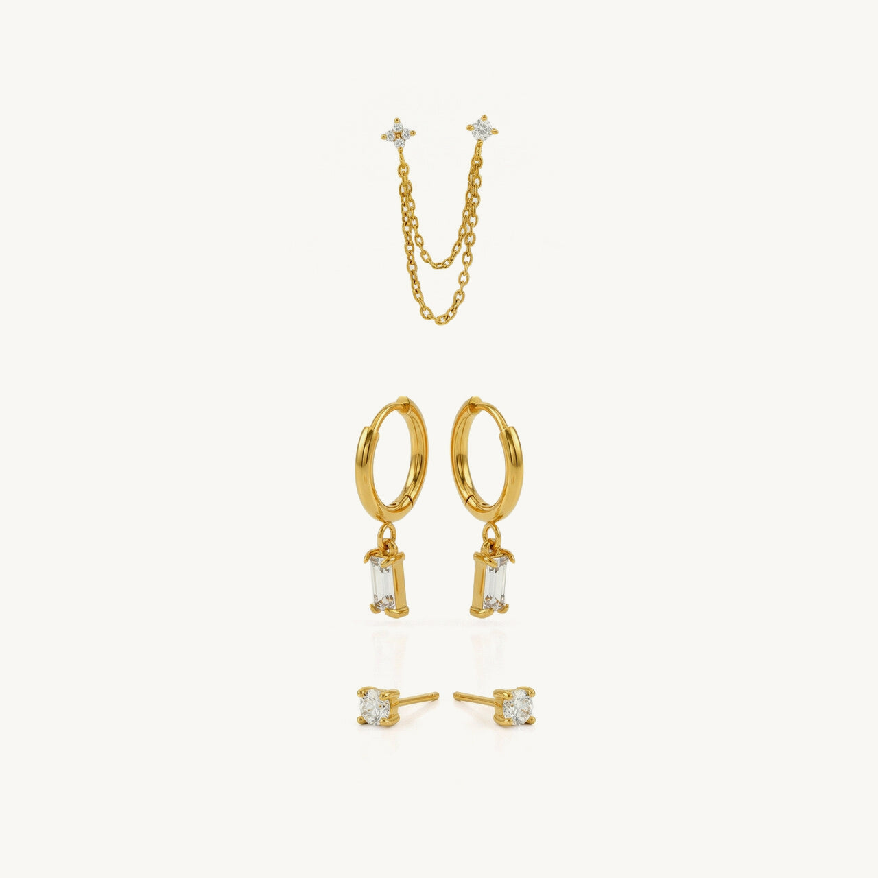 Twinkle Charm Hoop & Stud Mismatched Earring Set