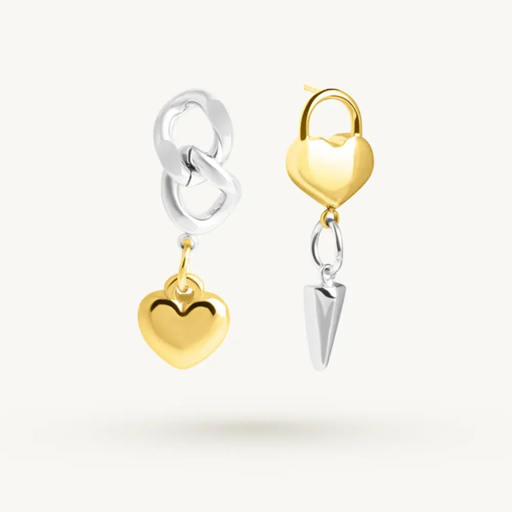 Lovely Heart Mismatched Drop Earrings