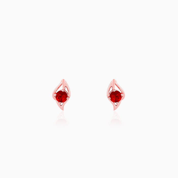 Rose Gold Falling Dew in Red Earrings