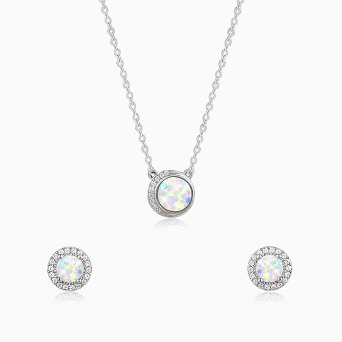 Silver Opal Moon Set