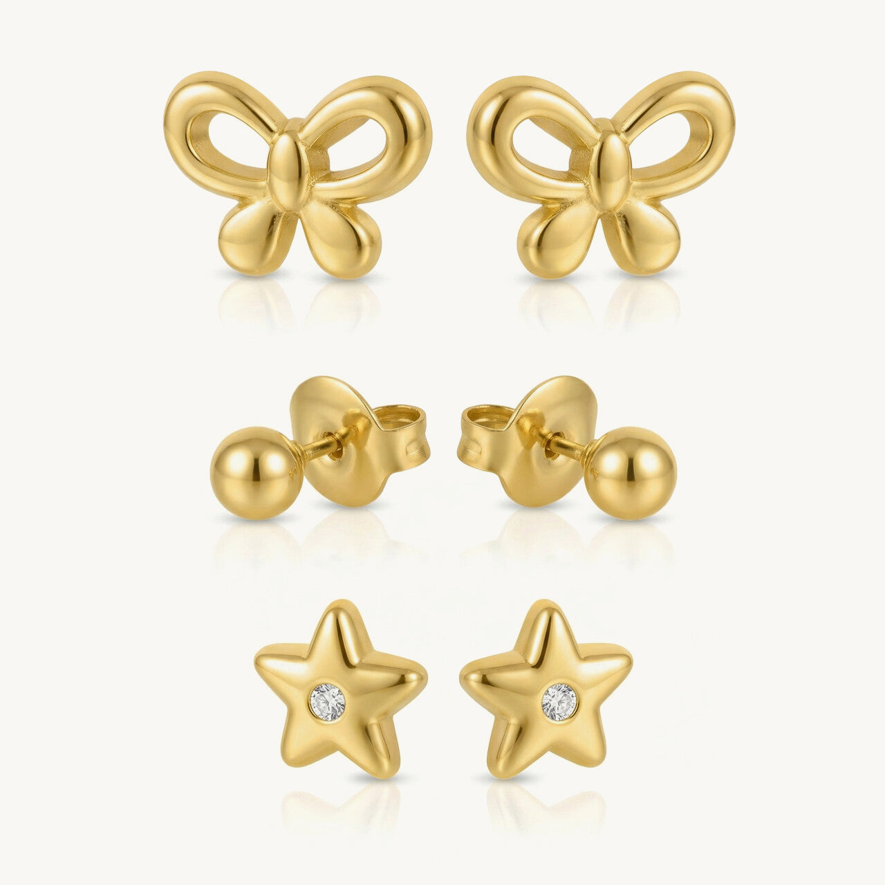 Bloom Aura Golden Floral Stud Earring Set