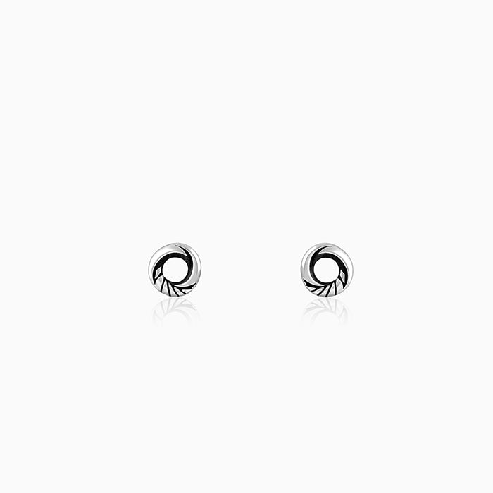 Oxidised Silver Vintage Circle Studs