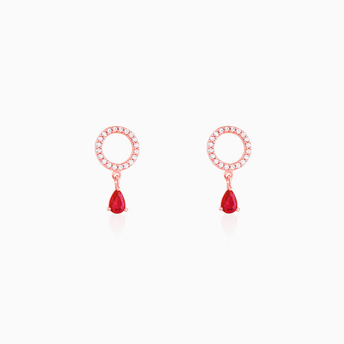 Rose Gold Circular Droplet Earrings