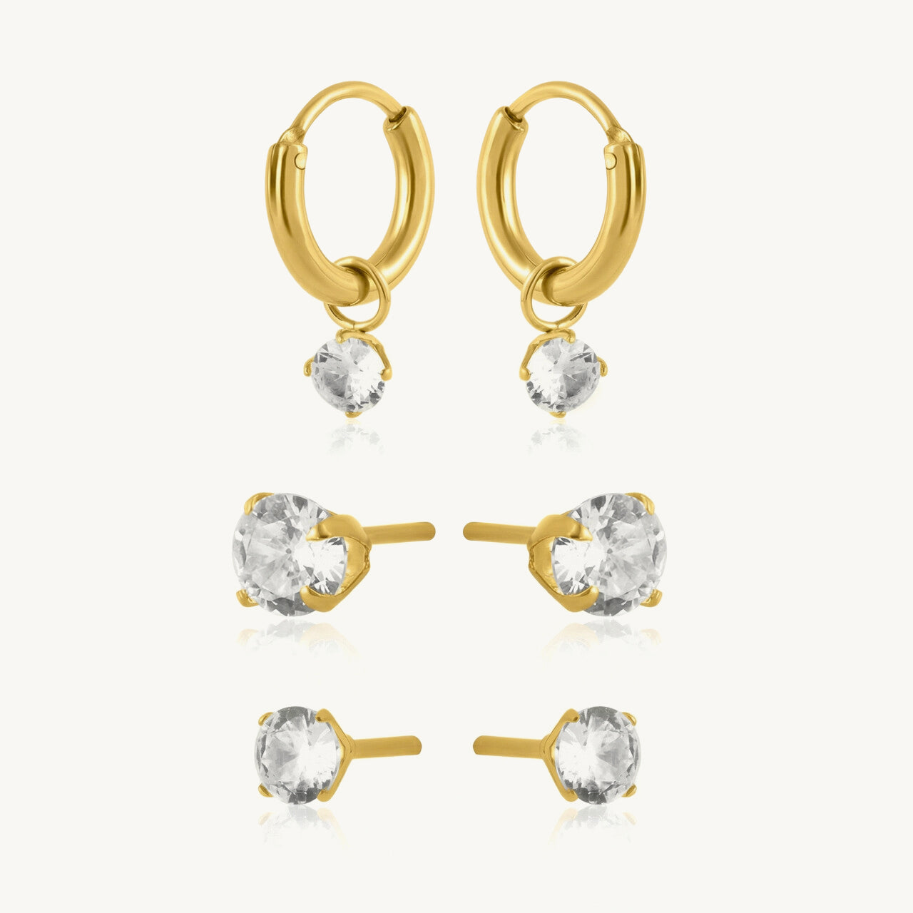 Twirl Spark Hoop & CZ Stud Earring Set