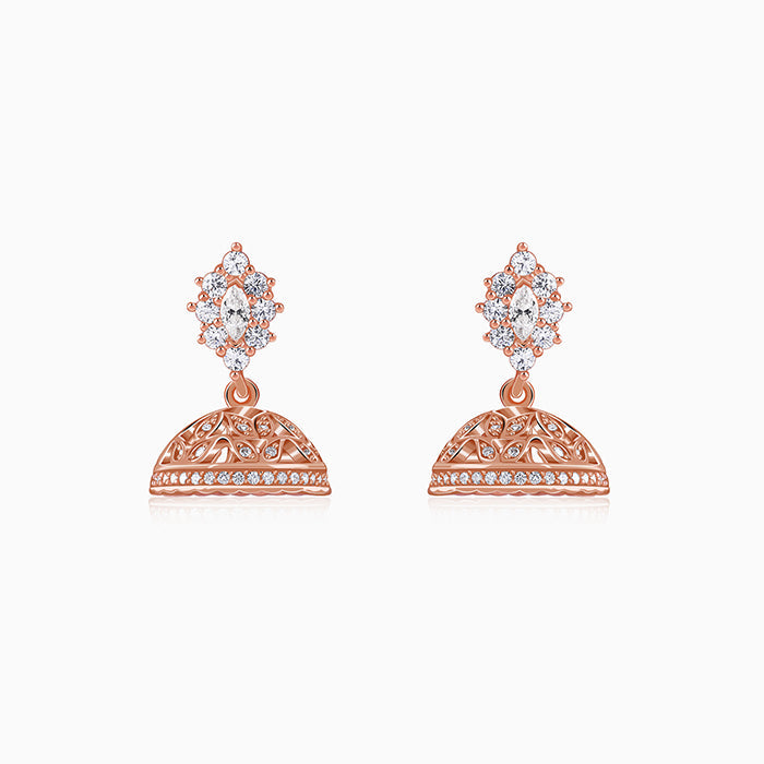 Rose Gold Dwarka Jhumki Earrings