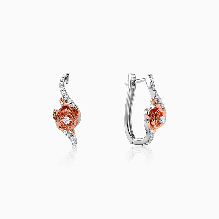 Dual Tone Ethereal Silver Hoop Earrings