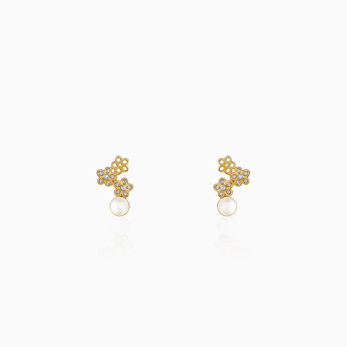 Golden Downey Pearl Earrings