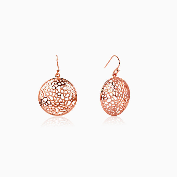 Rose Gold Cellular Filigree Earrings