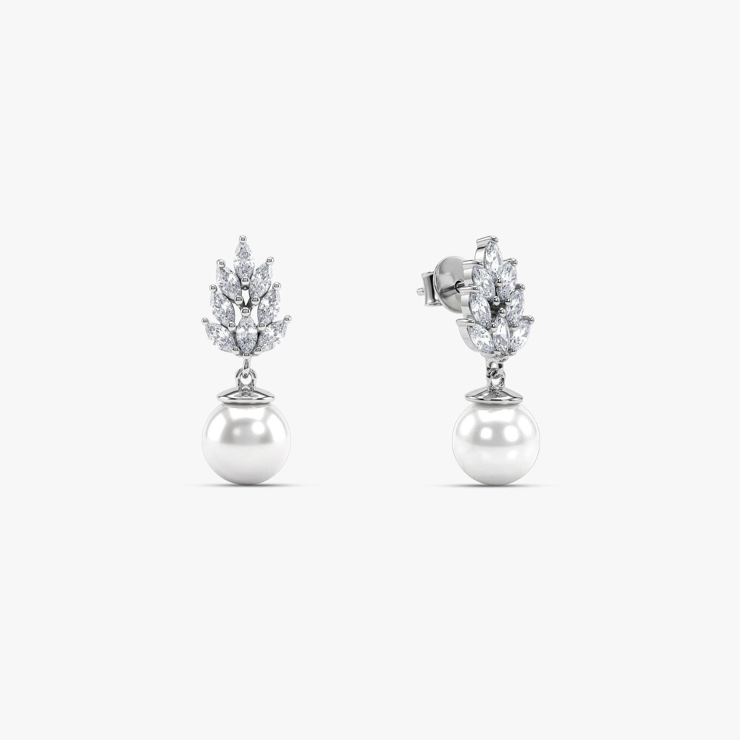 Silver Farrah Drop Pearl Earrings