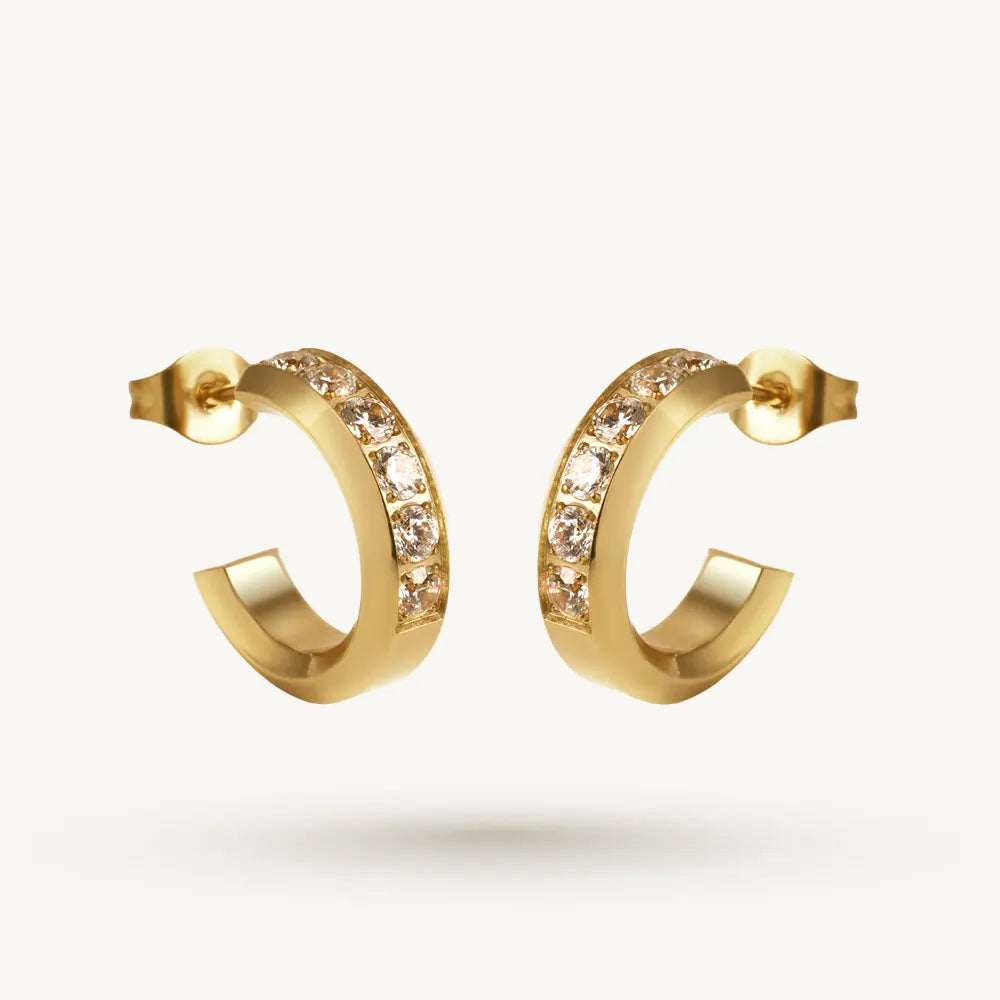 Soft Sparkle Half Hoop Earring