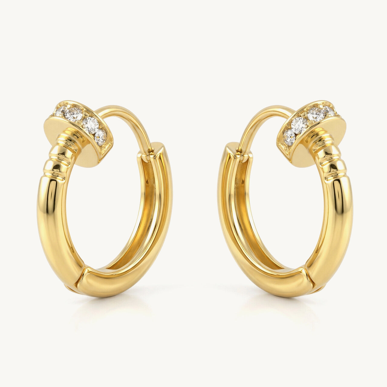 Slim Stone Accent Hoop Earring