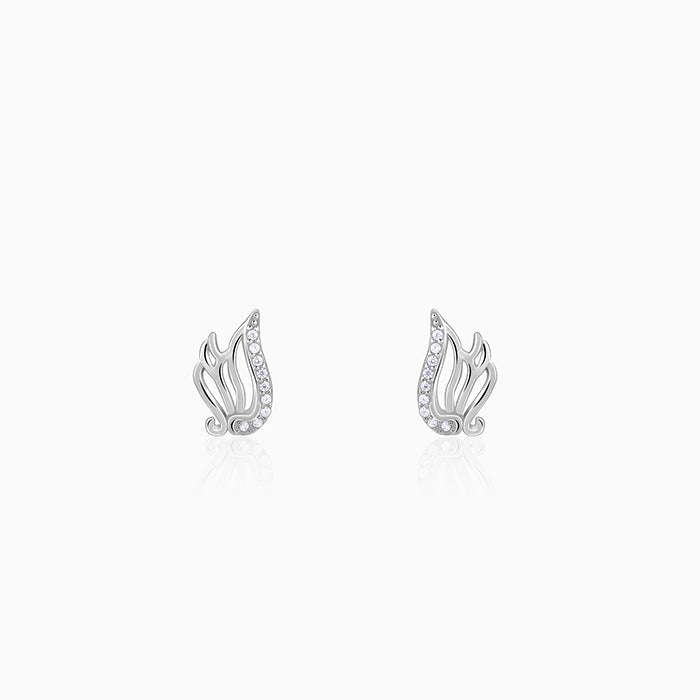 Silver Zircon Winged Earrings