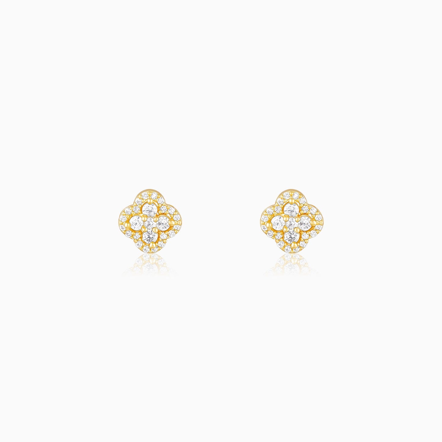 Golden Pansy Flower Earrings