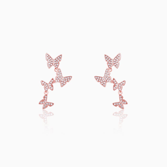Rose Gold Wavering Wings Earrings