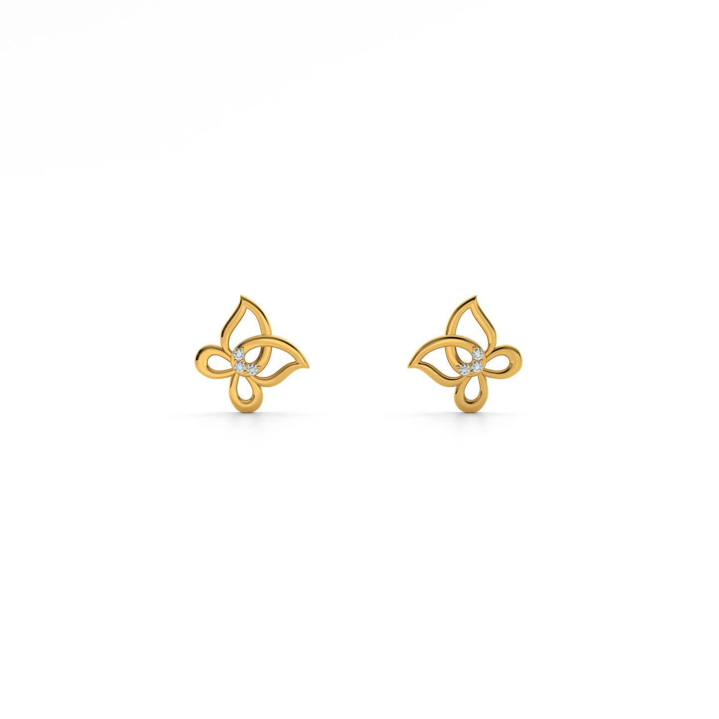Floral Whimsy 9KT Gold Laboratory Grown Diamond Stud Earring