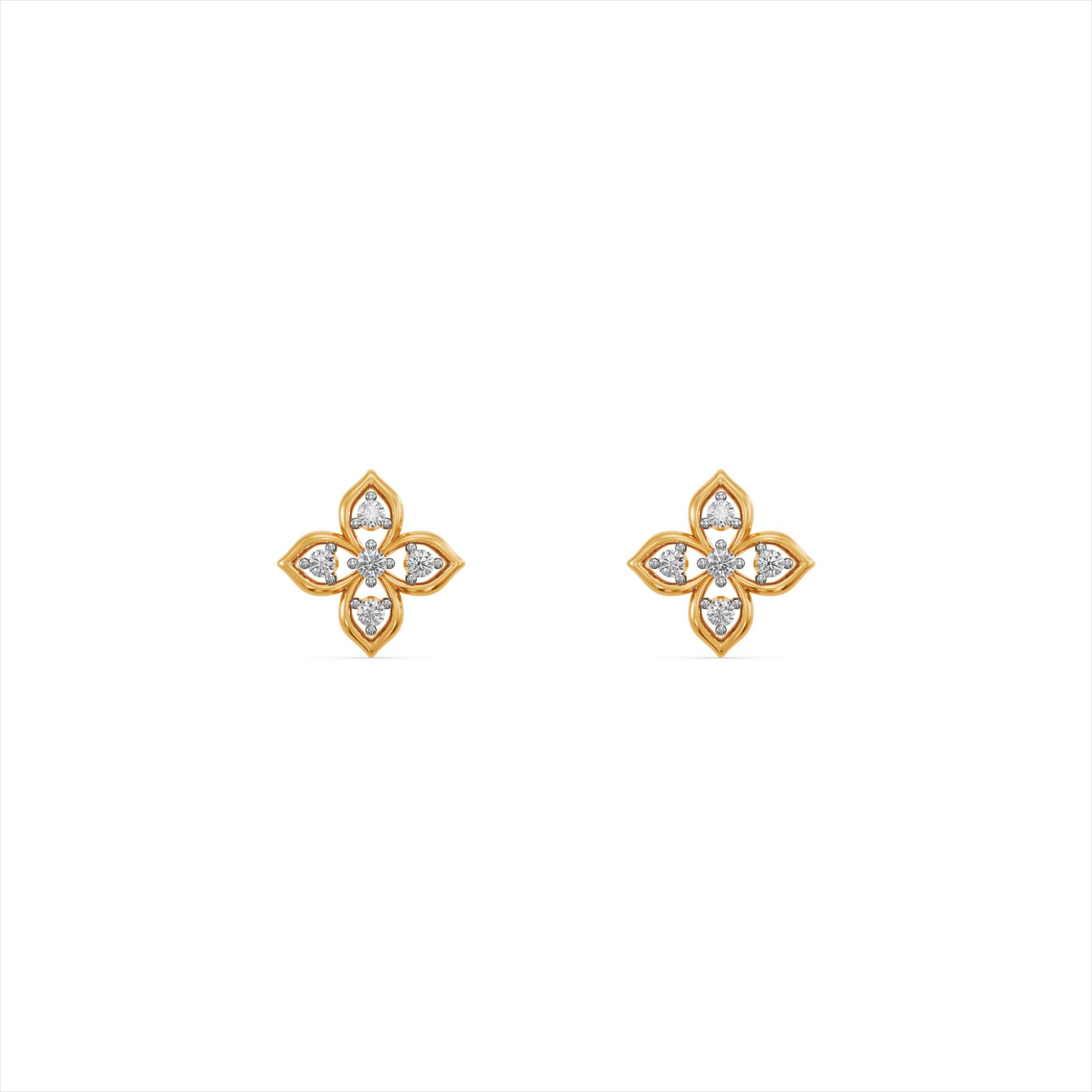 Petal Cluster 9KT Gold Laboratory Grown Diamond Stud Earring