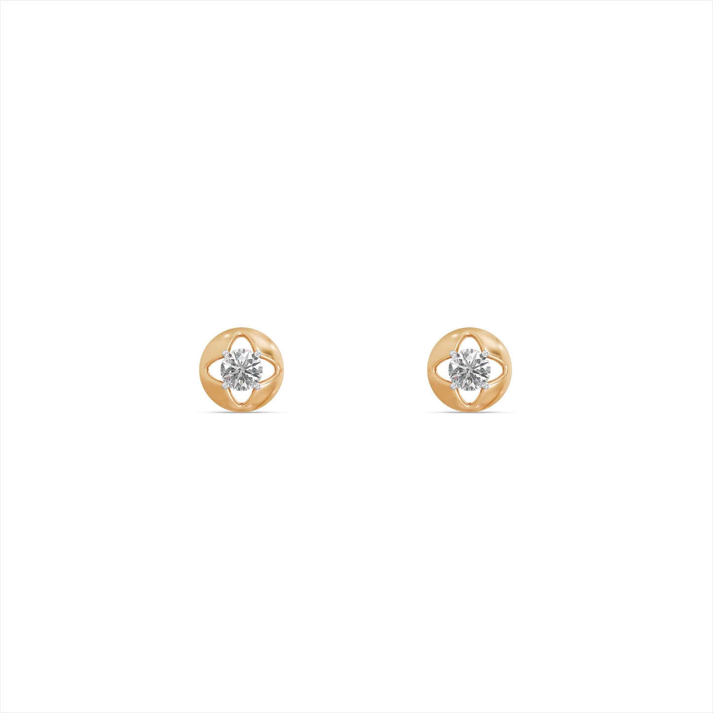 Floral Whisper 9KT Gold Laboratory Grown Diamond Studs for Multiple Piercings
