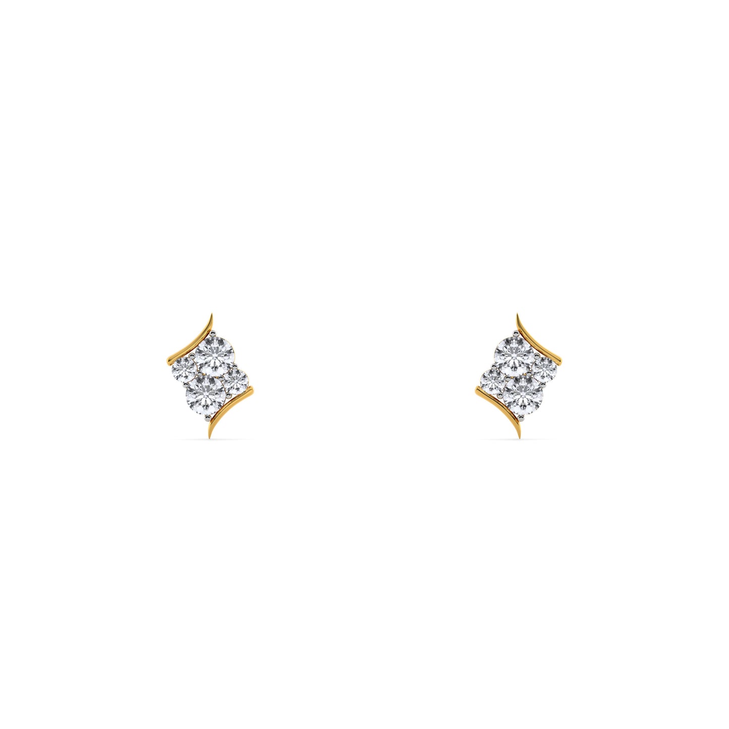 Art Deco Double Drop 9KT Gold Laboratory Grown Diamond Earring