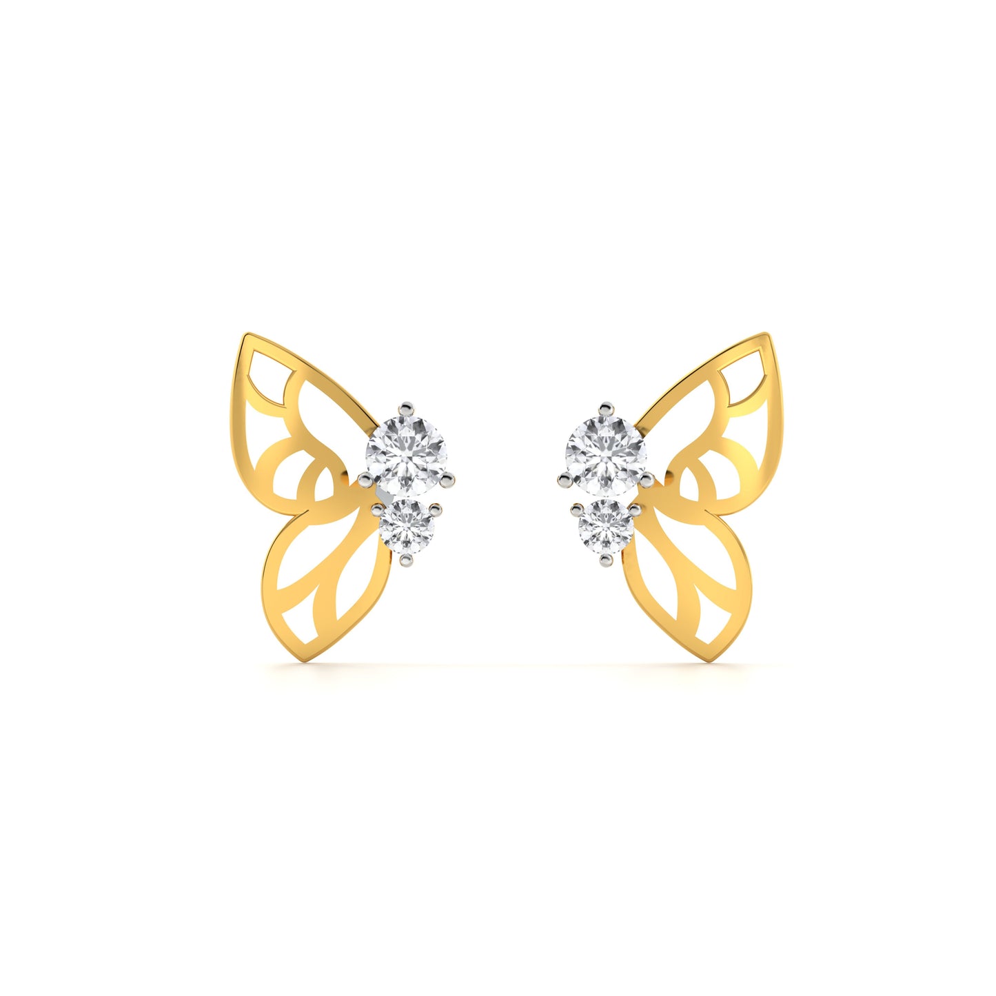 Delicate Butterfly Wing 9KT Gold Laboratory Grown Diamond Earring