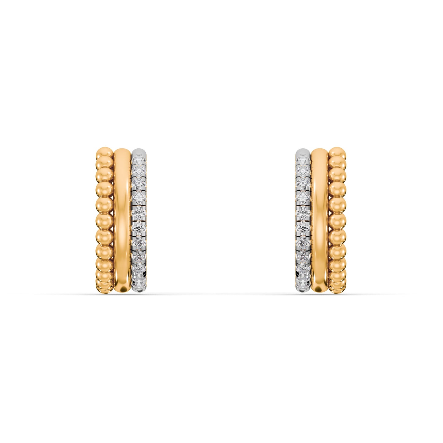 Beaded Edge 9KT Gold Laboratory Grown Diamond Hoop Earrings
