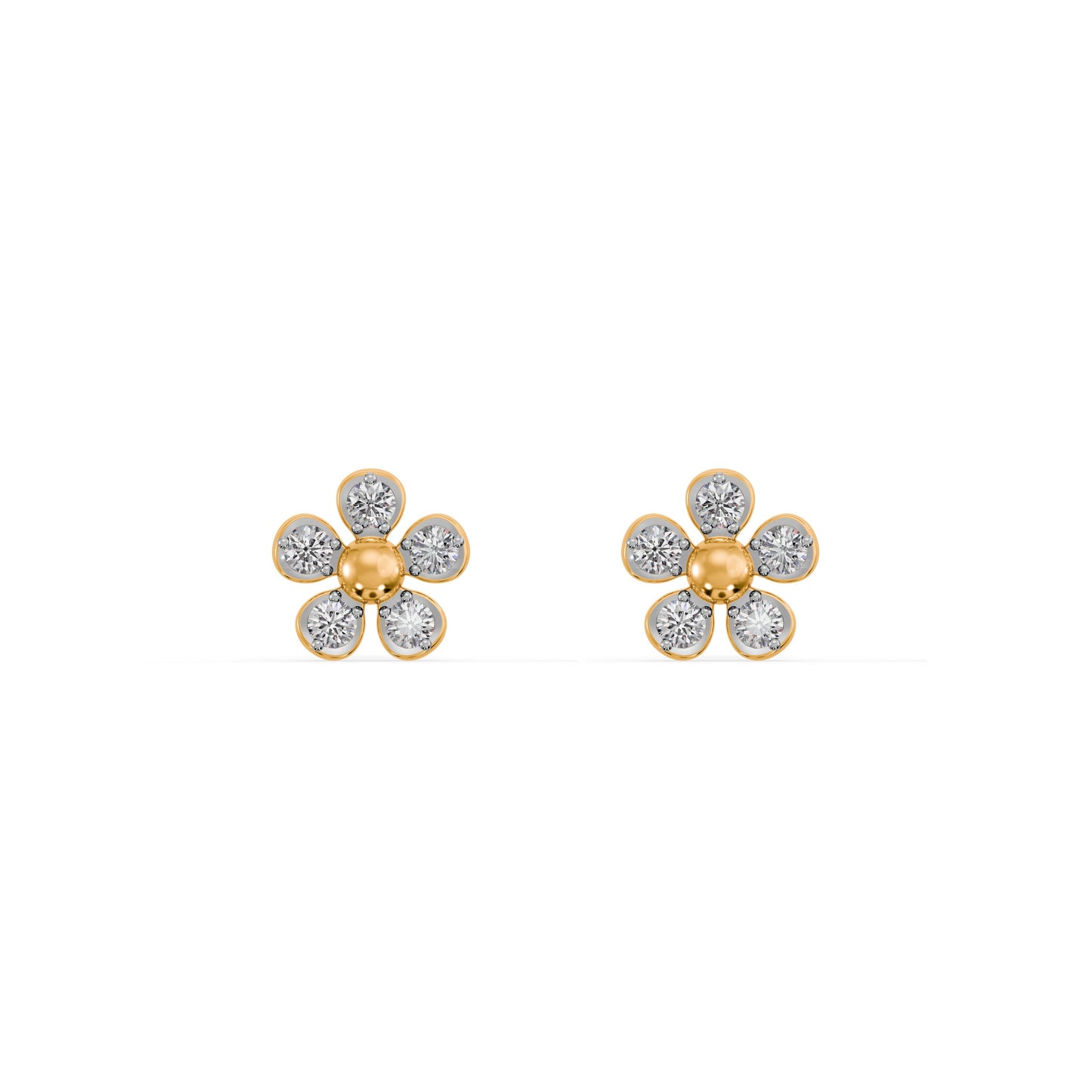 Floral Cluster 9KT Gold Laboratory Grown Diamond Earrings