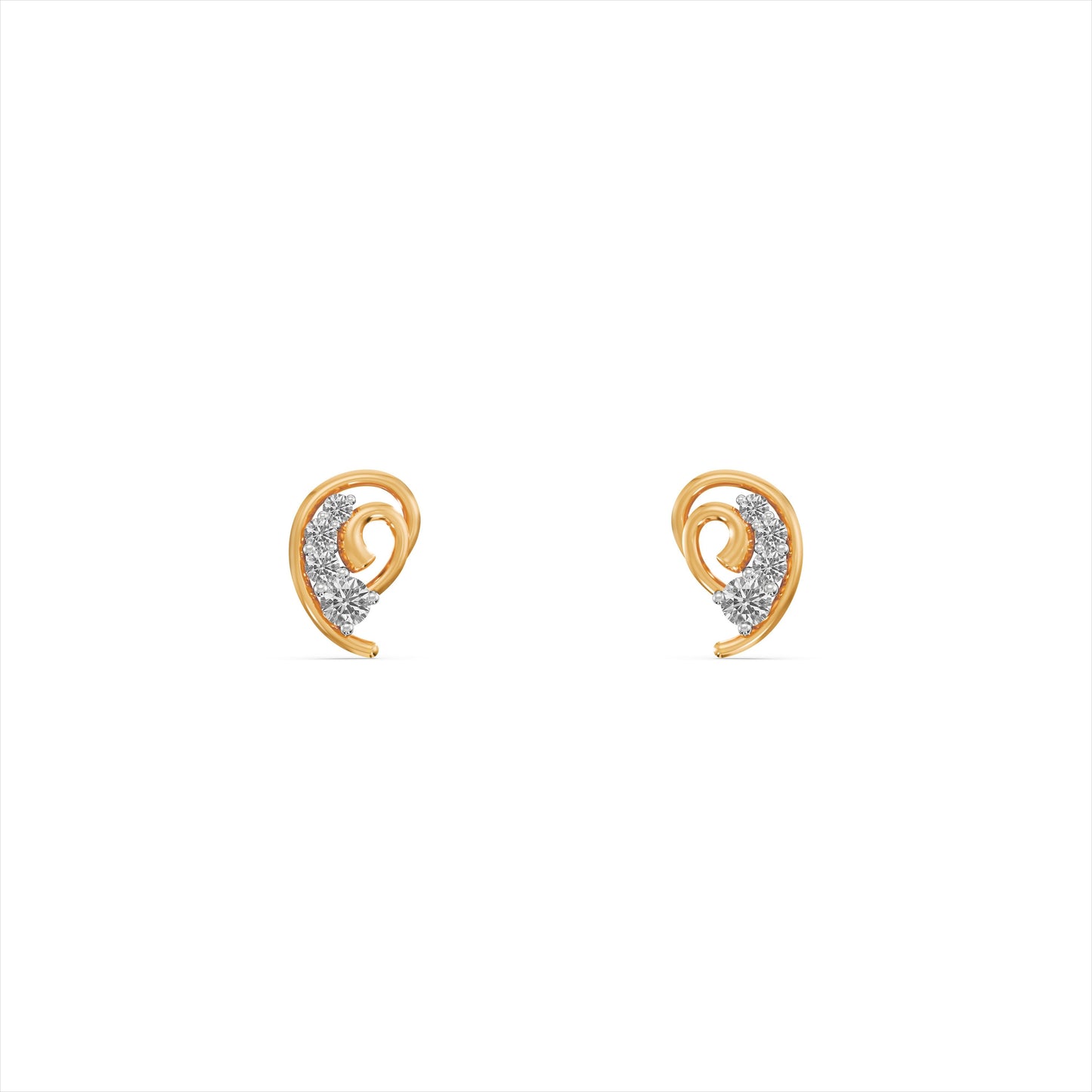 Elysian Curve 9KT Gold Laboratory Grown Diamond Stud Earrings