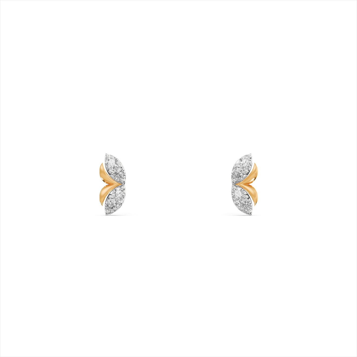 Half Wing 9KT Gold Laboratory Grown Diamond Stud Earrings