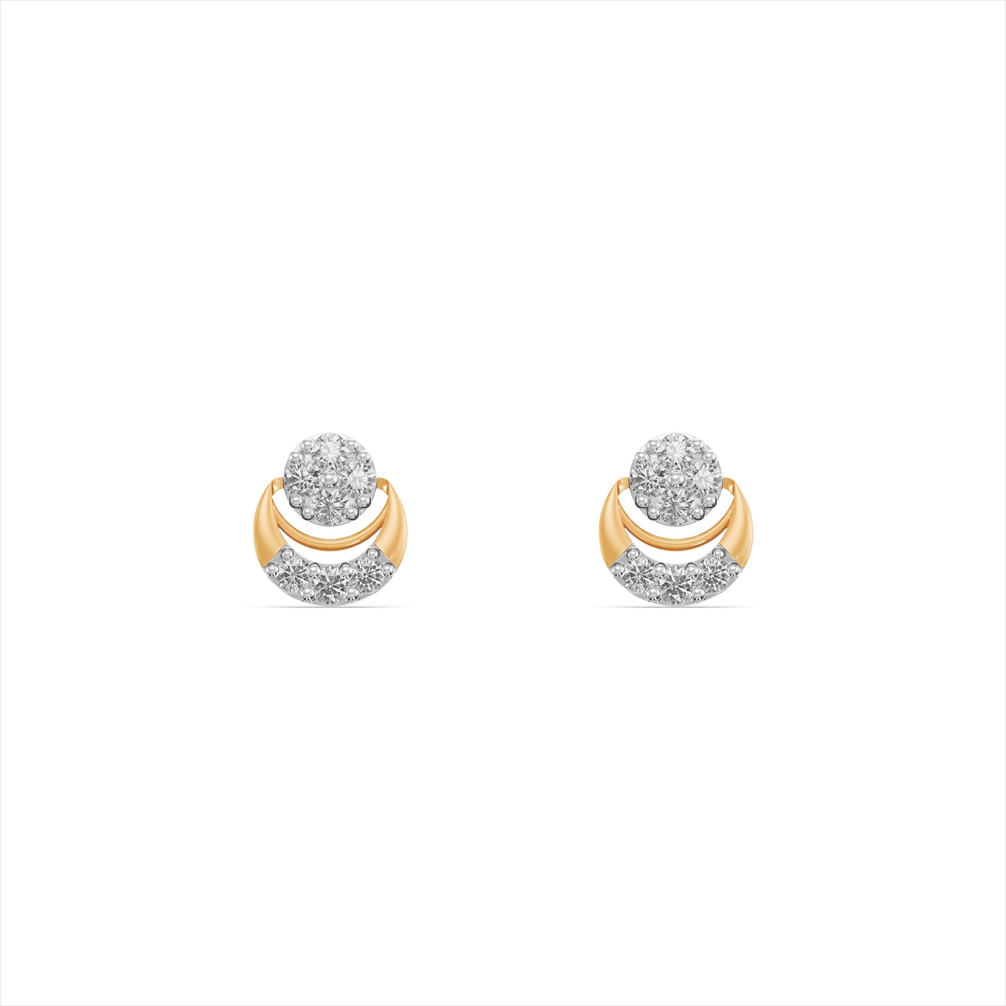 Vintage Baroque 9KT Gold Laboratory Grown Diamond Stud Earrings