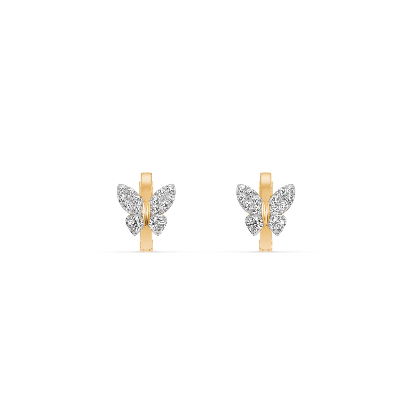 Cute Butterfly 9KT Gold Laboratory Grown Diamond Hoop Earrings