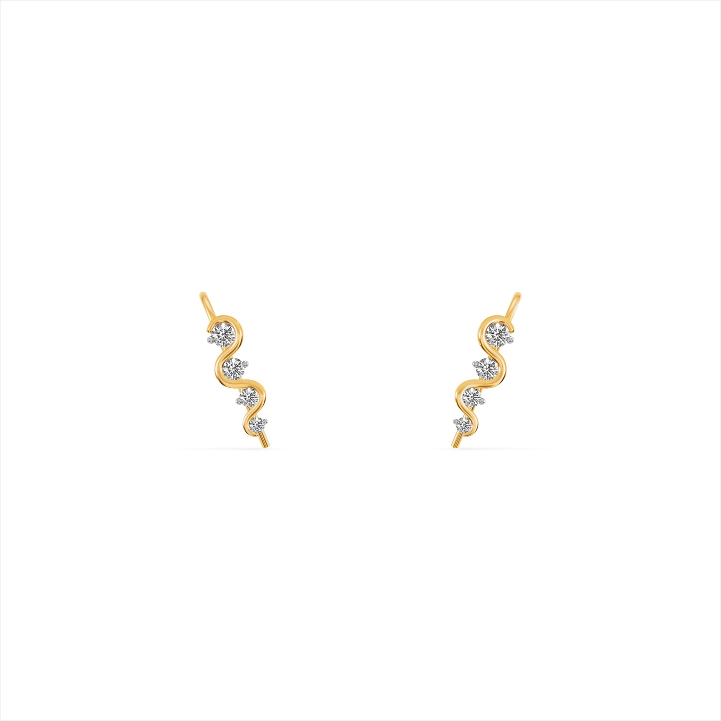 Boho Wave 9KT Gold Laboratory Grown Diamond Earrings