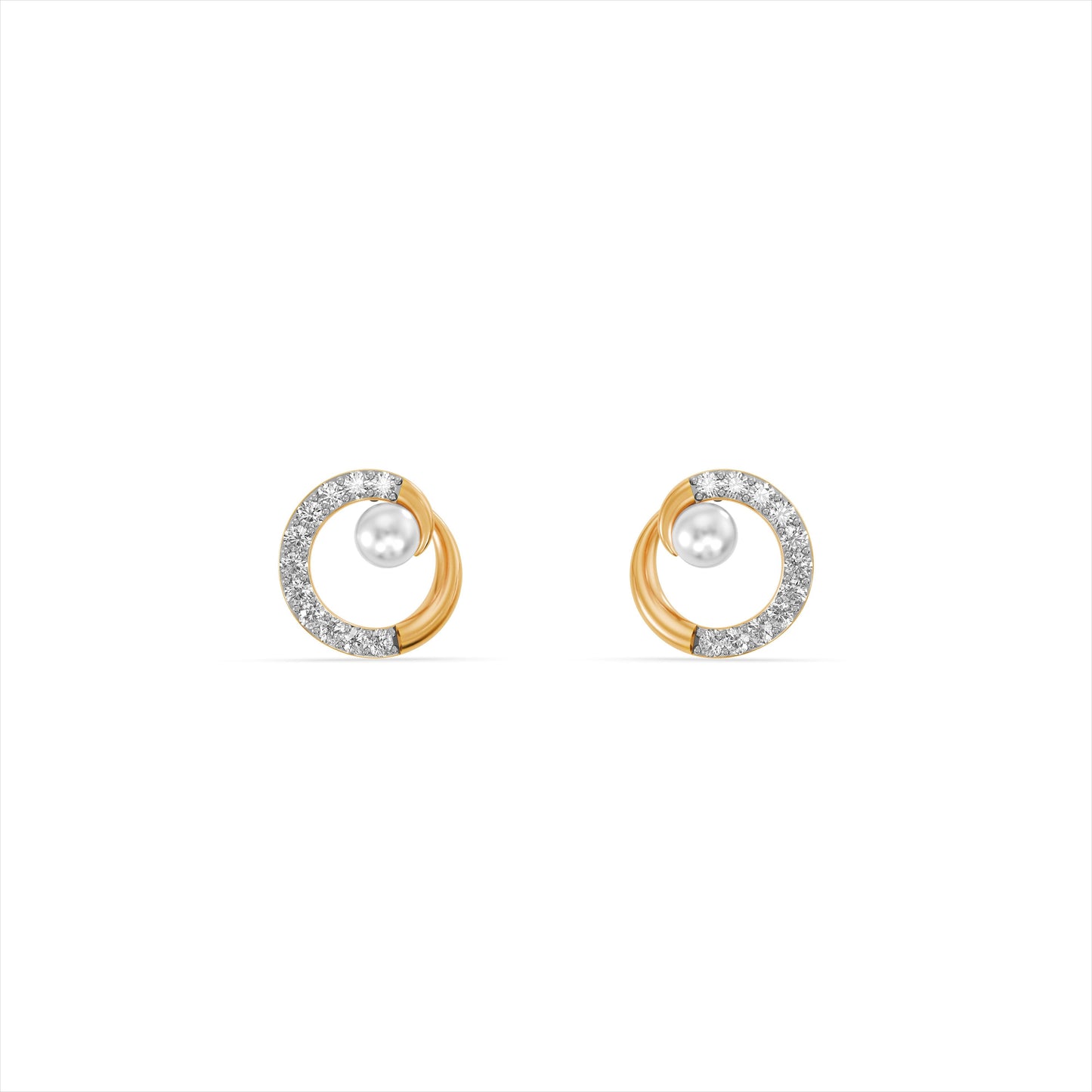Orbital Pearl 9KT Gold Laboratory Grown Diamond Earrings