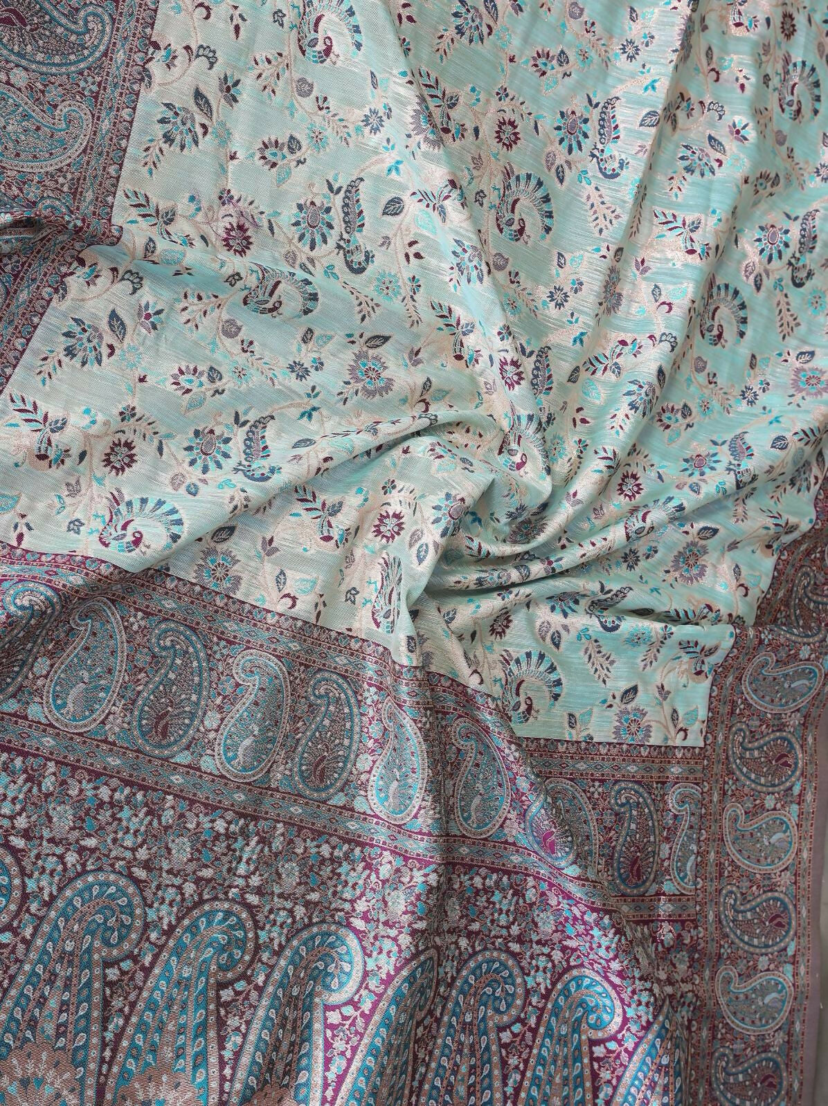 Teeya Creation New Latest Trendy Wedding Wear Pashmina Silk Saree-Blue