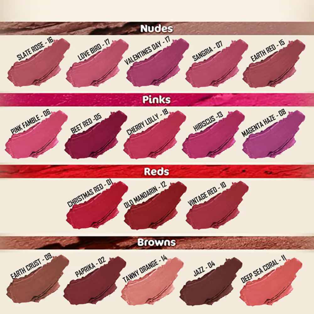 Ronzille Natural Colored Long Stay Matte Lipstick - Shade 12