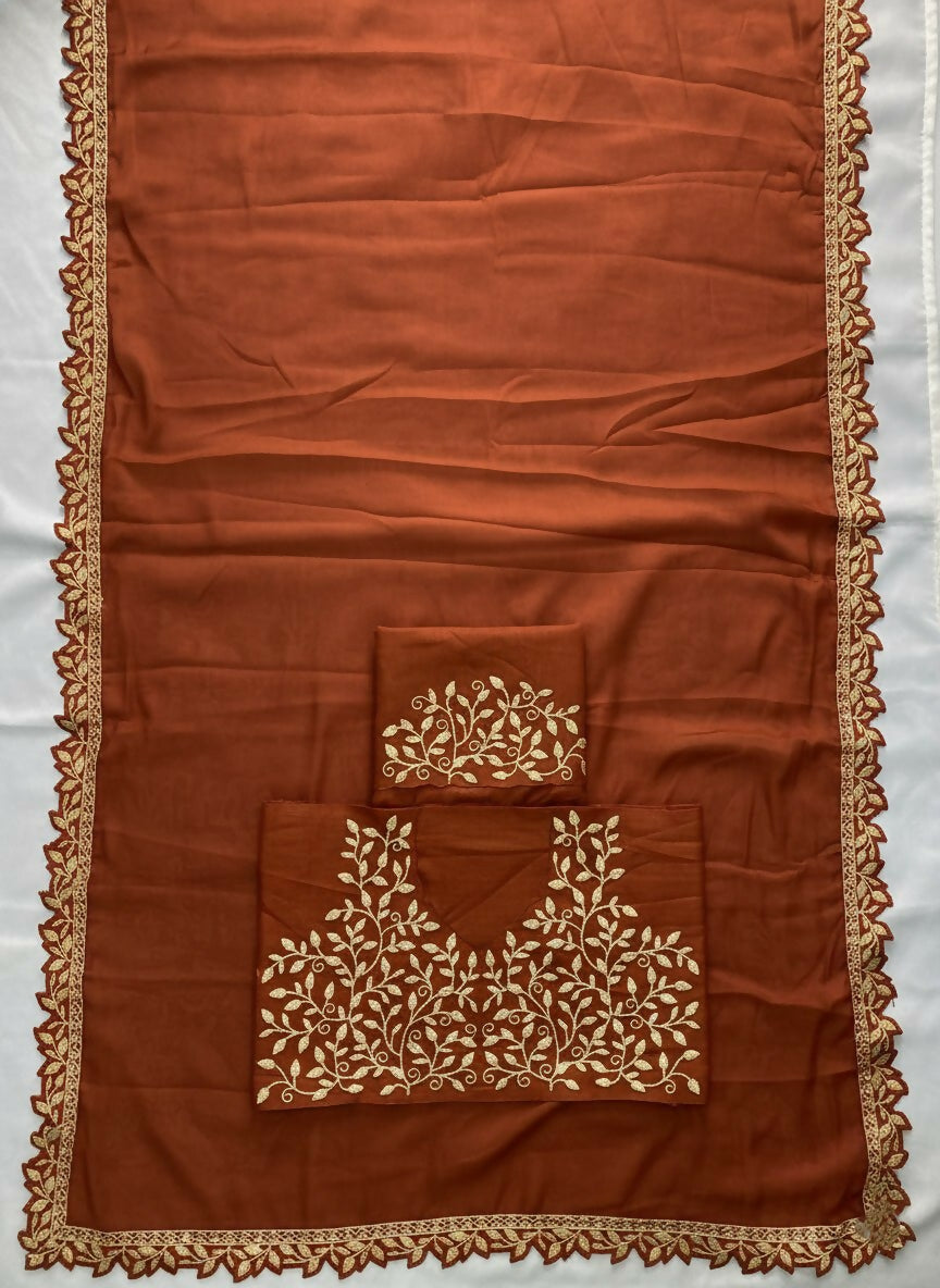 Teeya Creation Womens New Trendy Party Wear Wedding Collection Silk Saree-Orange