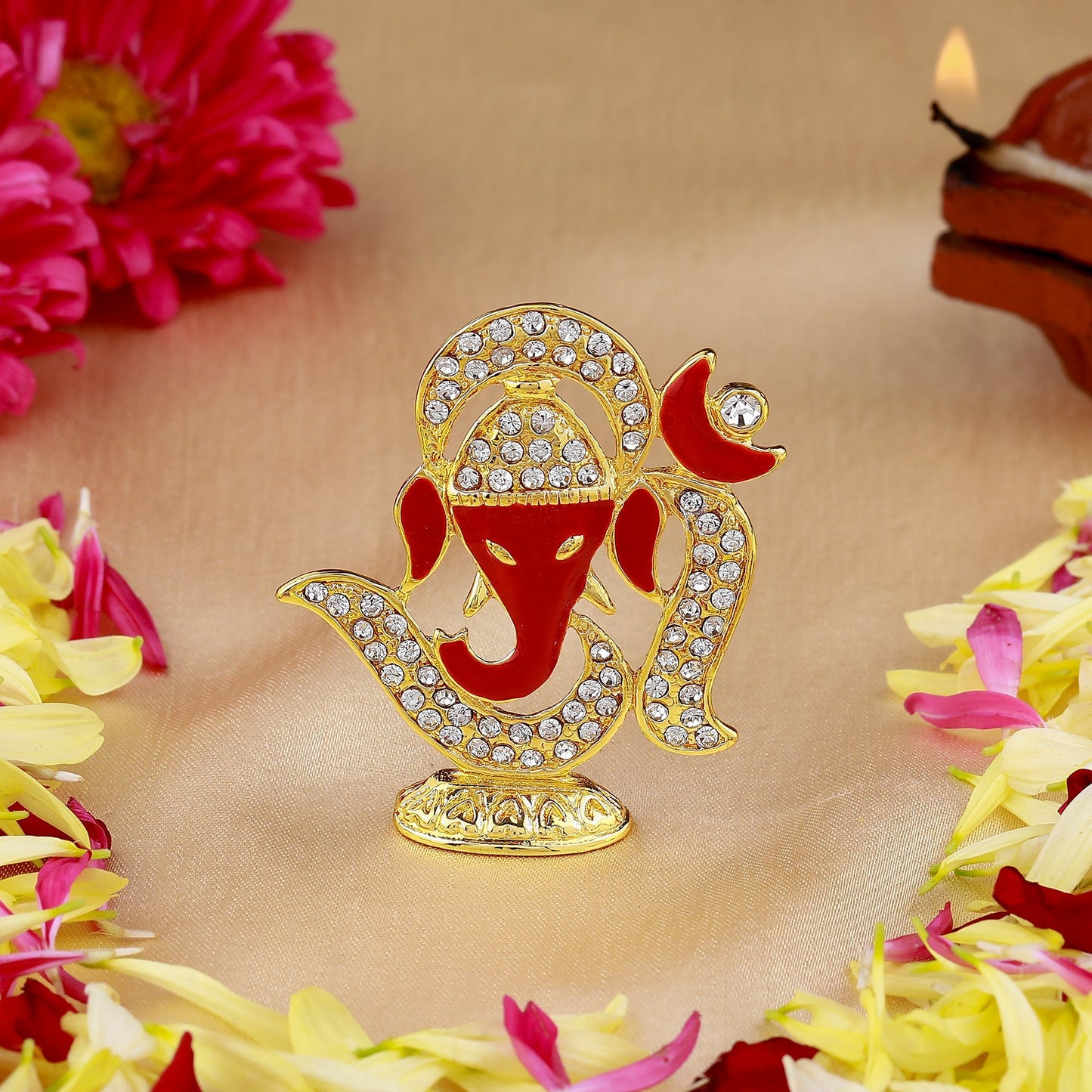 Estele Gold Plated Spiritual Lord Ganesh Idol/Deity for Gifts & House Warming/Pooja Mandir/Office Decors.