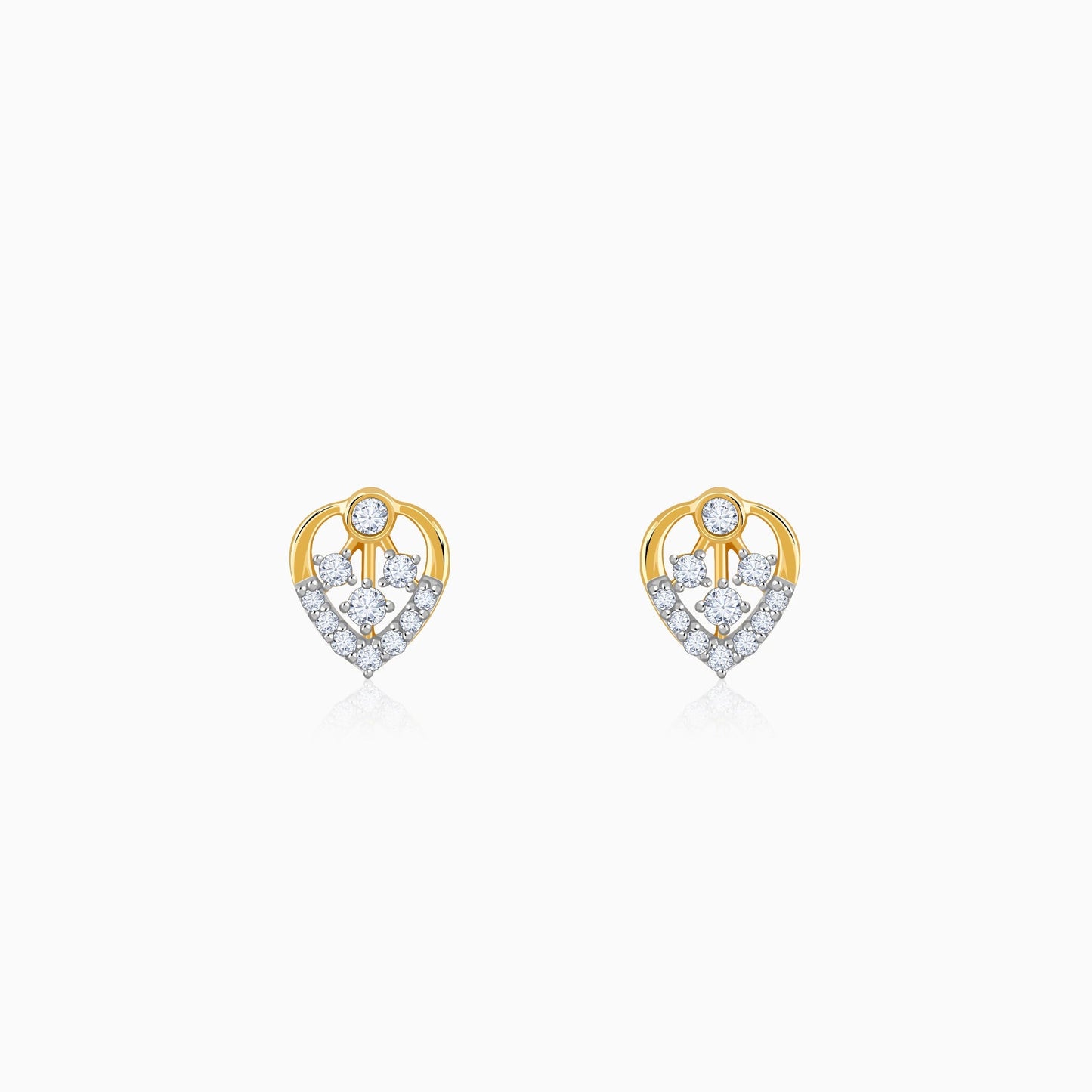Gold Sleek Leaf Lab Grown Diamond Studs