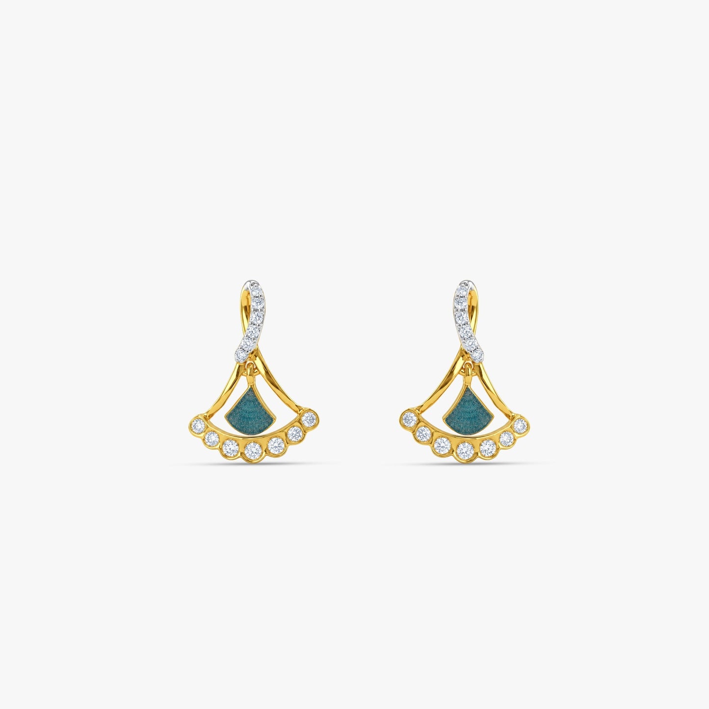 Gold Bellune Fan Lab Grown Diamond Earrings