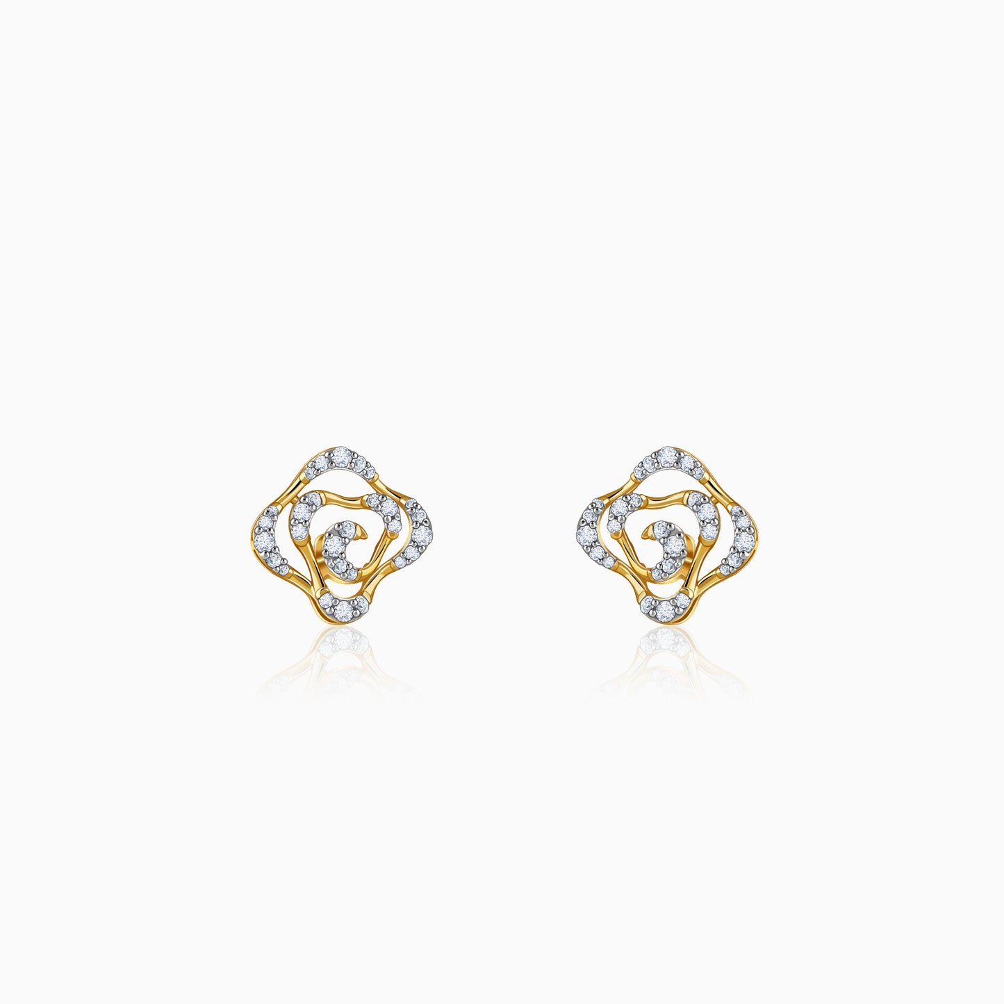 Gold Elan Clover Lab Grown Diamond Earrings